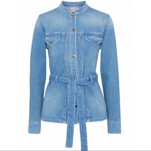 NWT FRAME ‘Le Slender’ Belted Pleated Denim Jacket